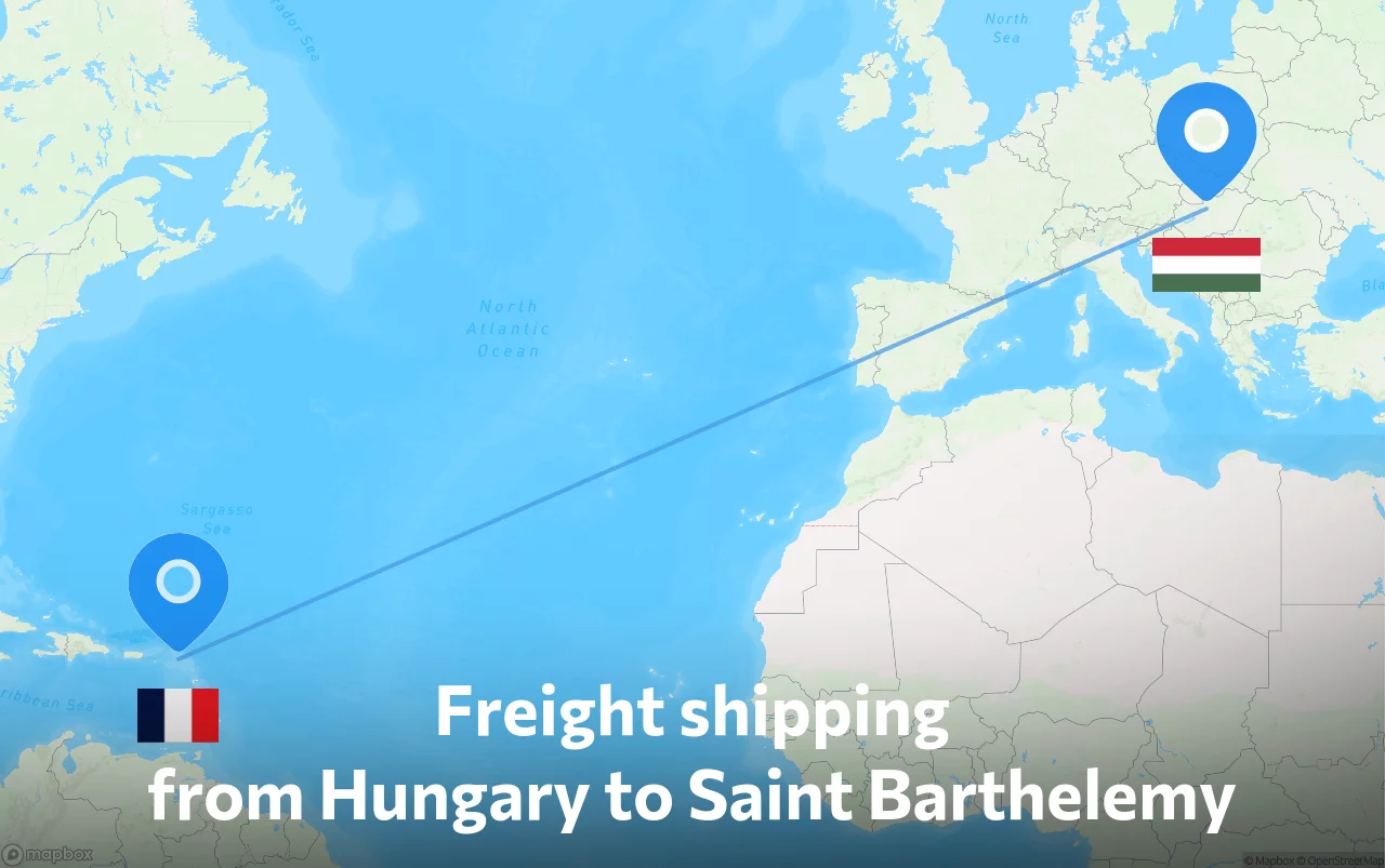 Shipping route from Hungary to Saint Barthelemy