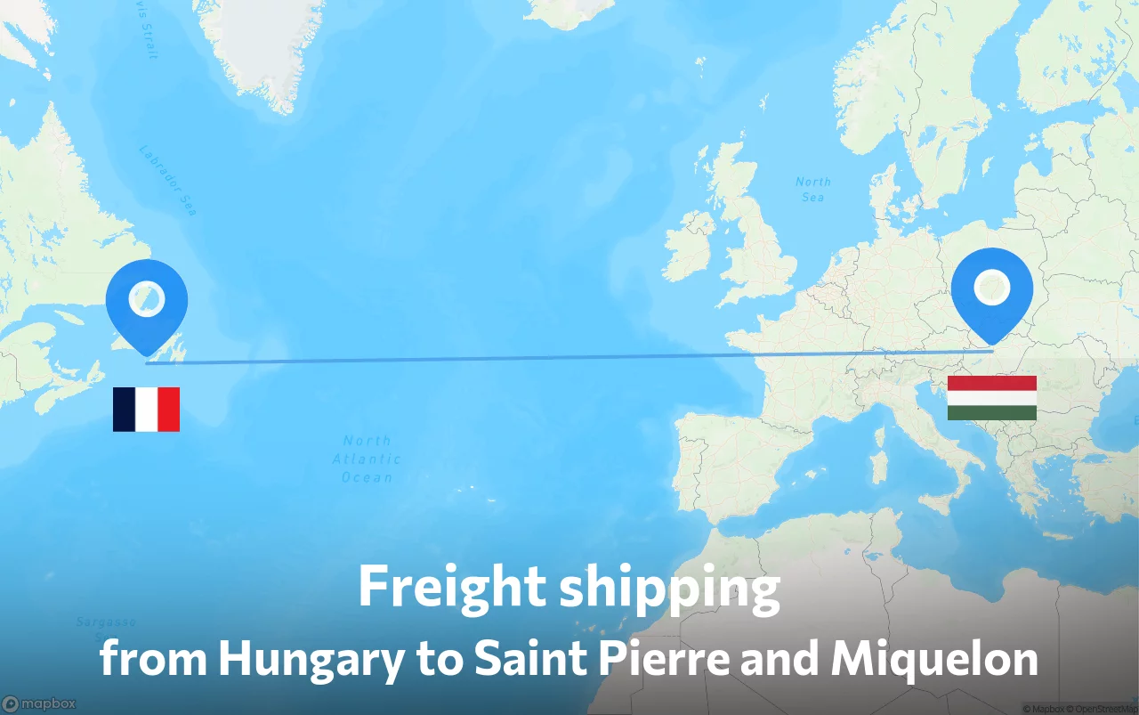 Shipping route from Hungary to Saint Pierre and Miquelon