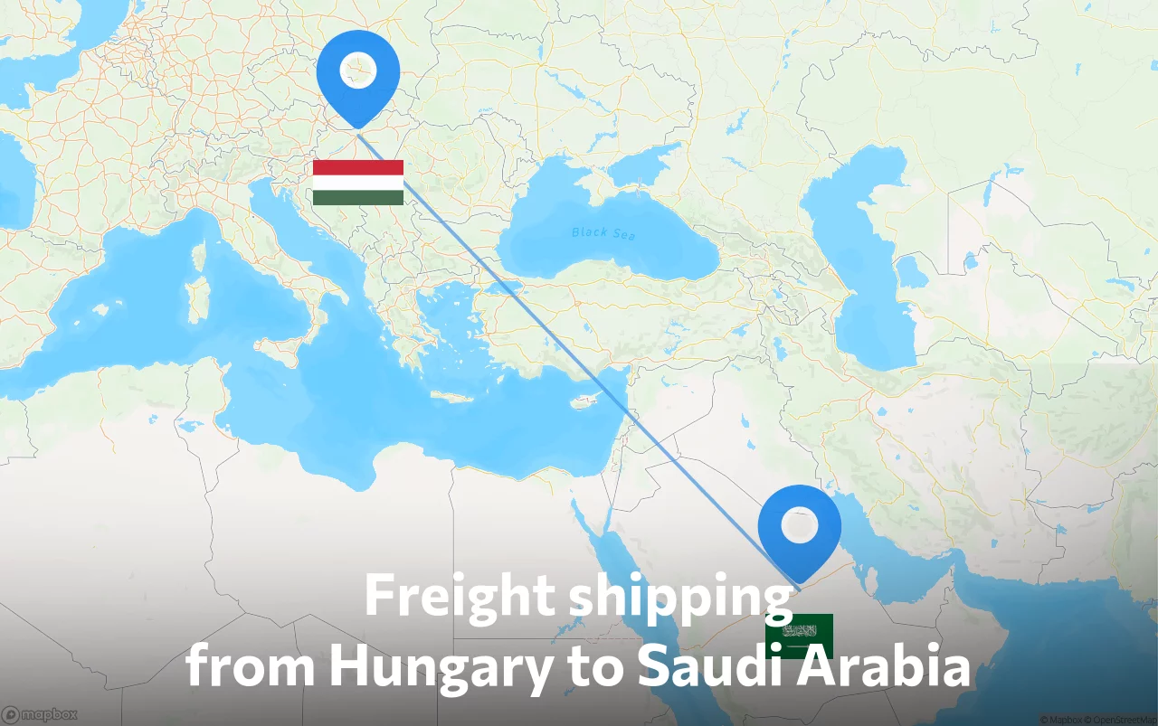 Shipping route from Hungary to Saudi Arabia