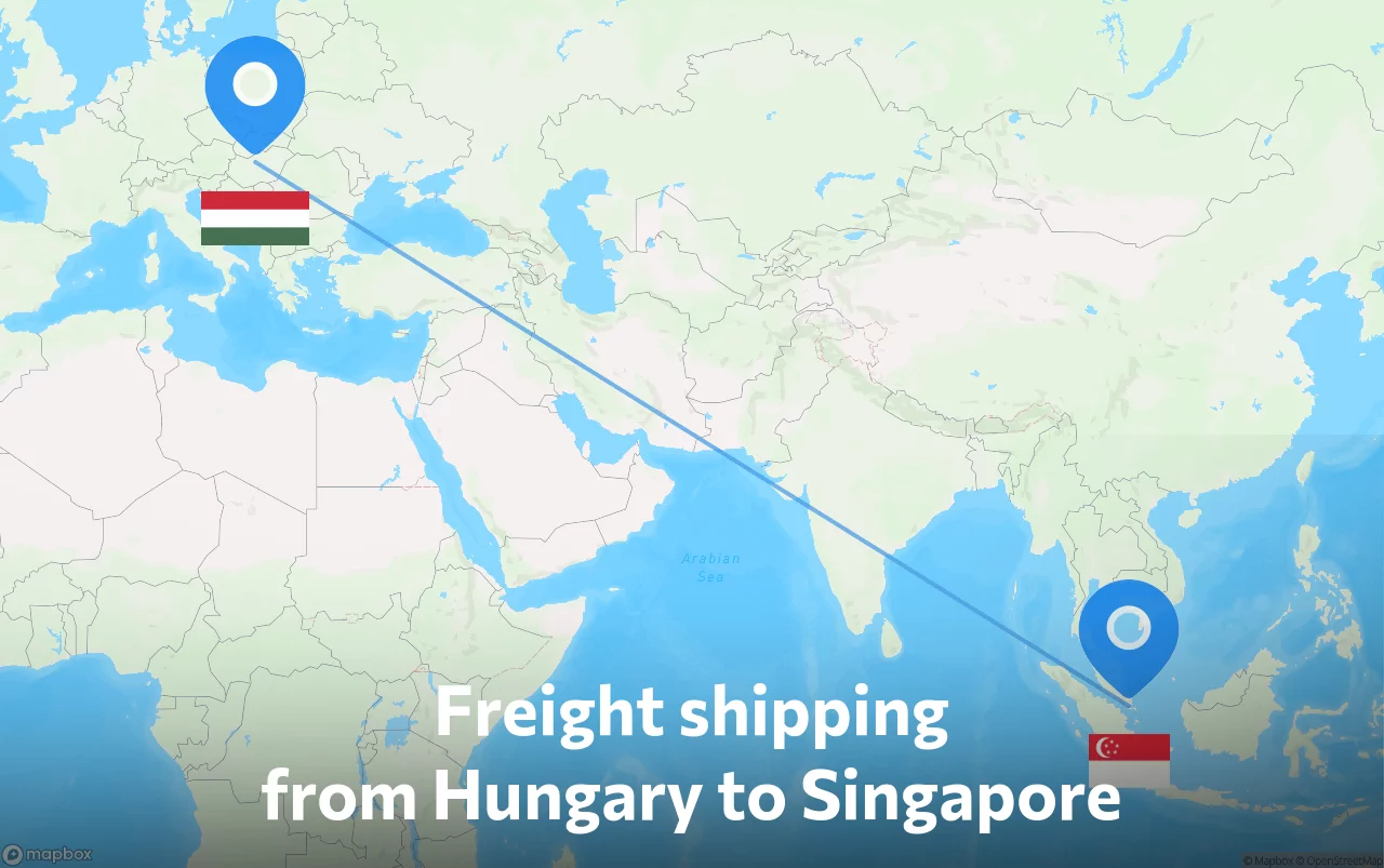 Shipping route from Hungary to Singapore