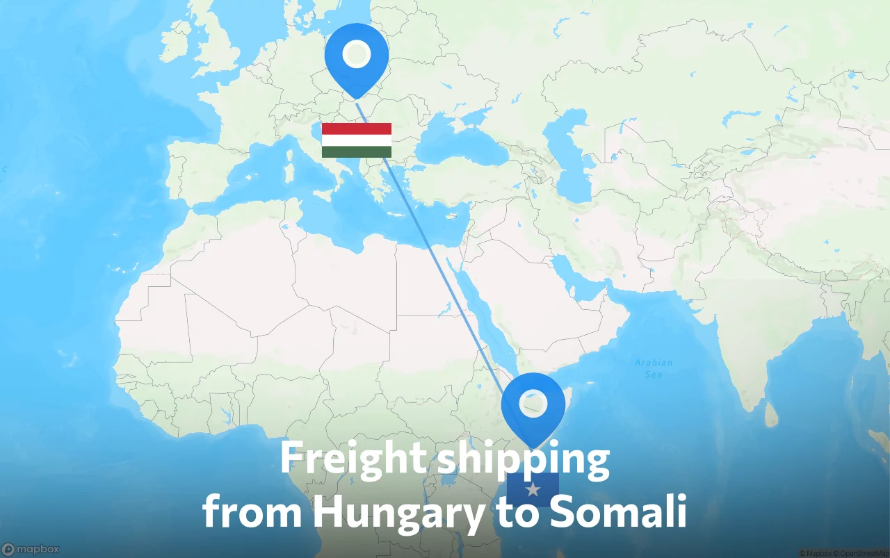 Shipping route from Hungary to Somali