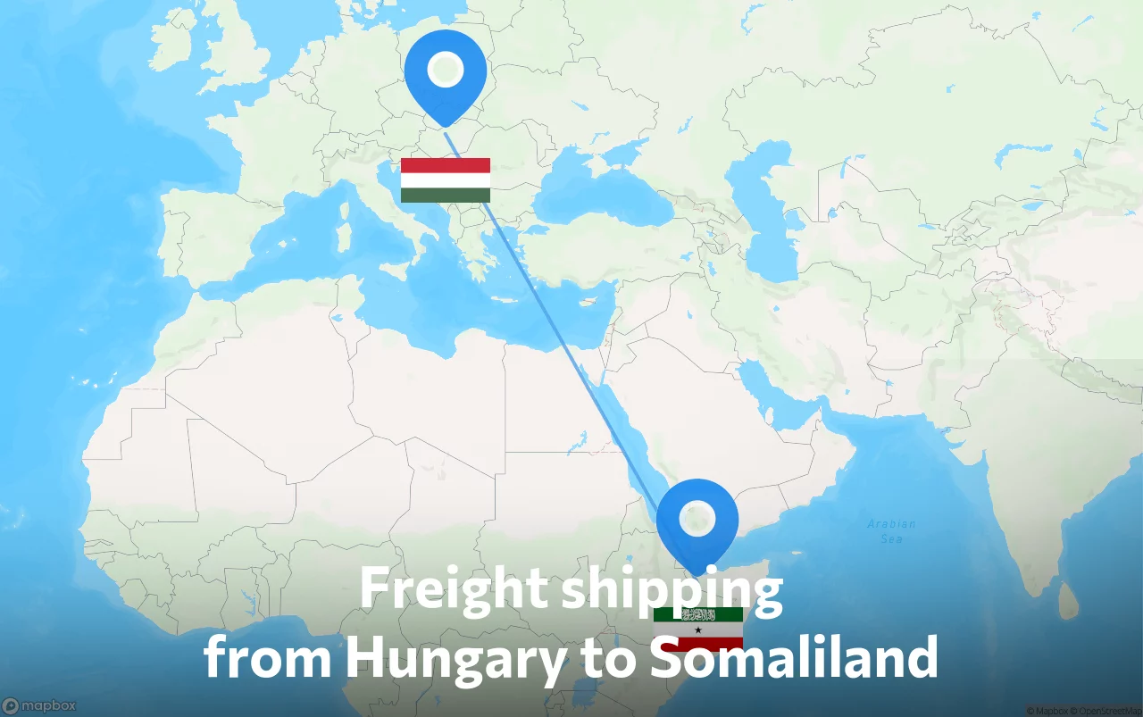 Shipping route from Hungary to Somaliland