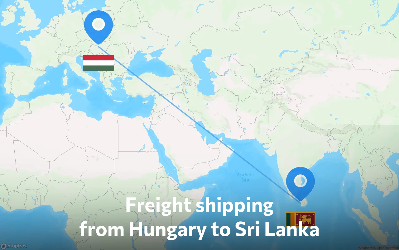 Shipping route from Hungary to Sri Lanka