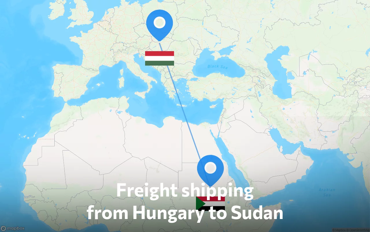 Shipping route from Hungary to Sudan