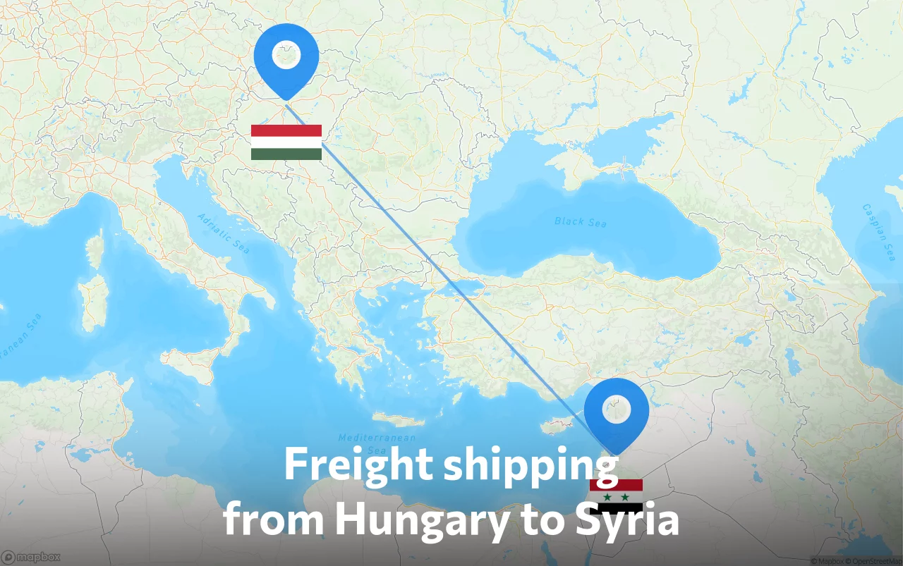 Shipping route from Hungary to Syria