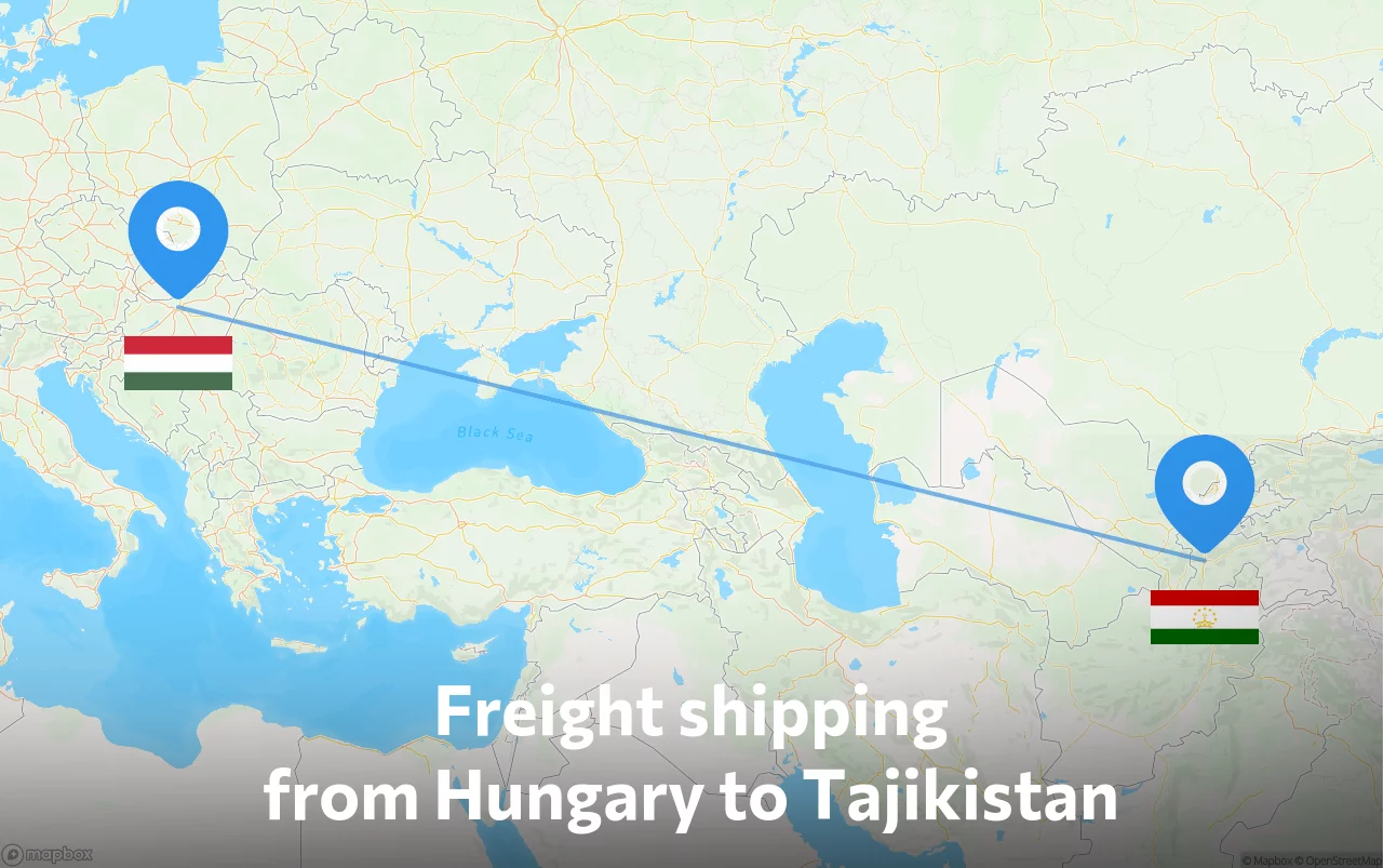 Shipping route from Hungary to Tajikistan
