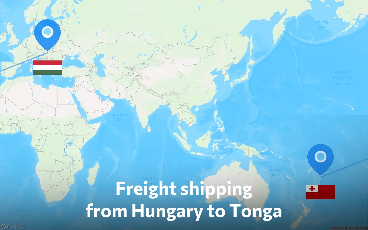 Shipping route from Hungary to Tonga