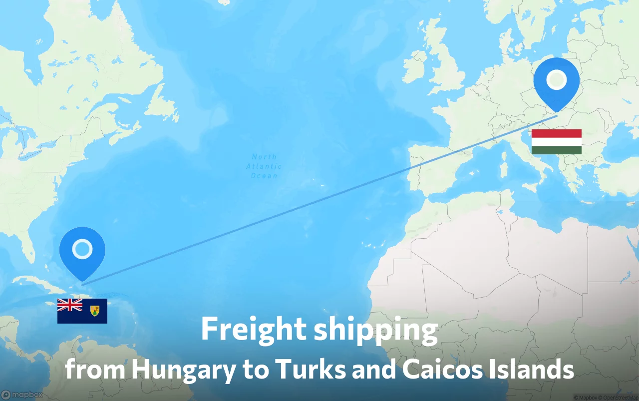 Shipping route from Hungary to Turks and Caicos Islands