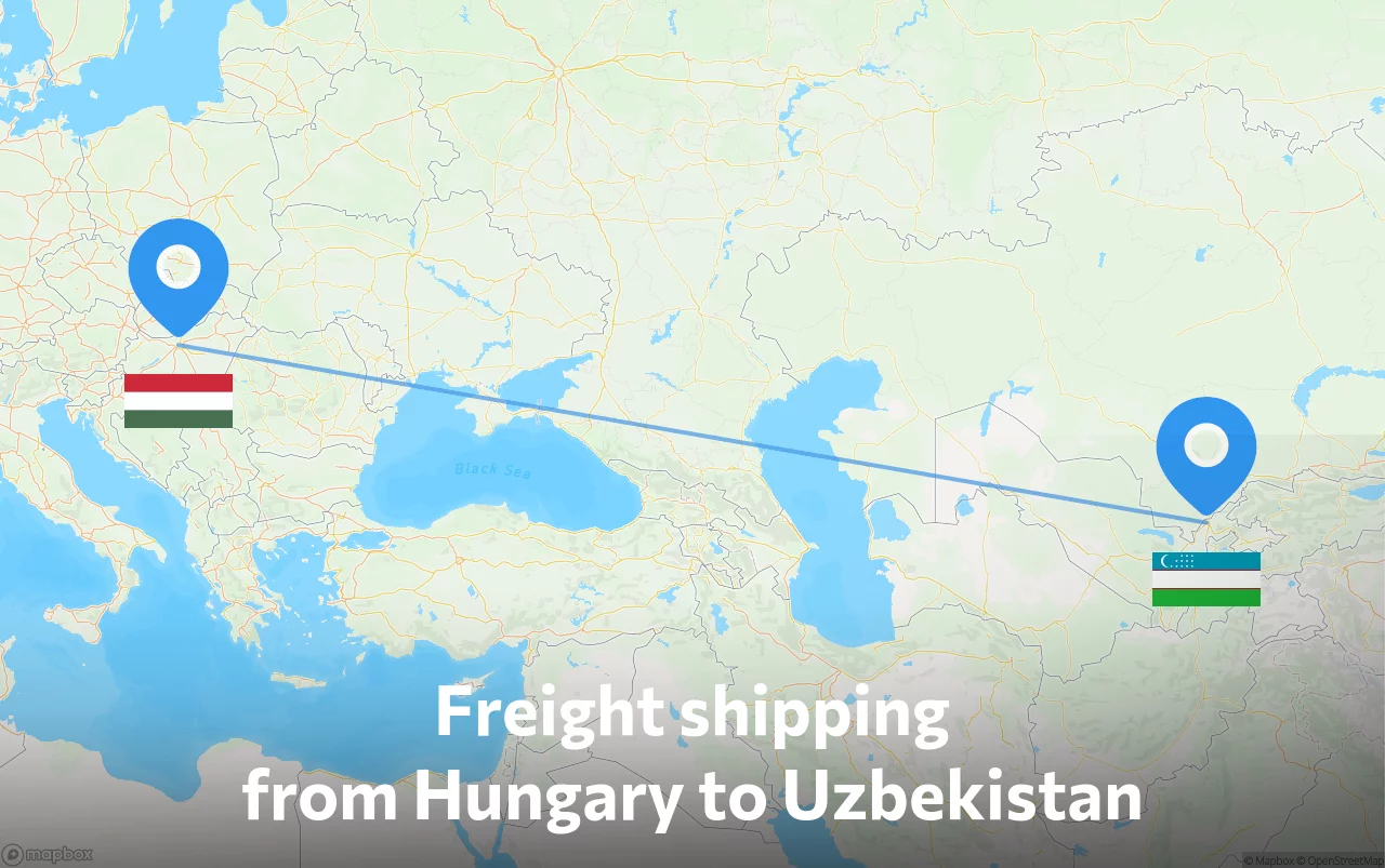 Shipping route from Hungary to Uzbekistan