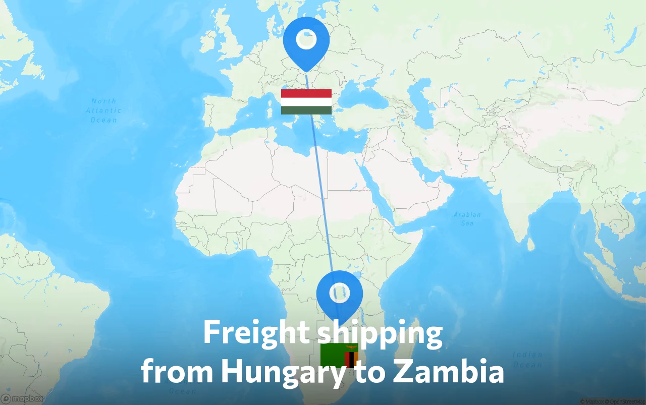 Shipping route from Hungary to Zambia