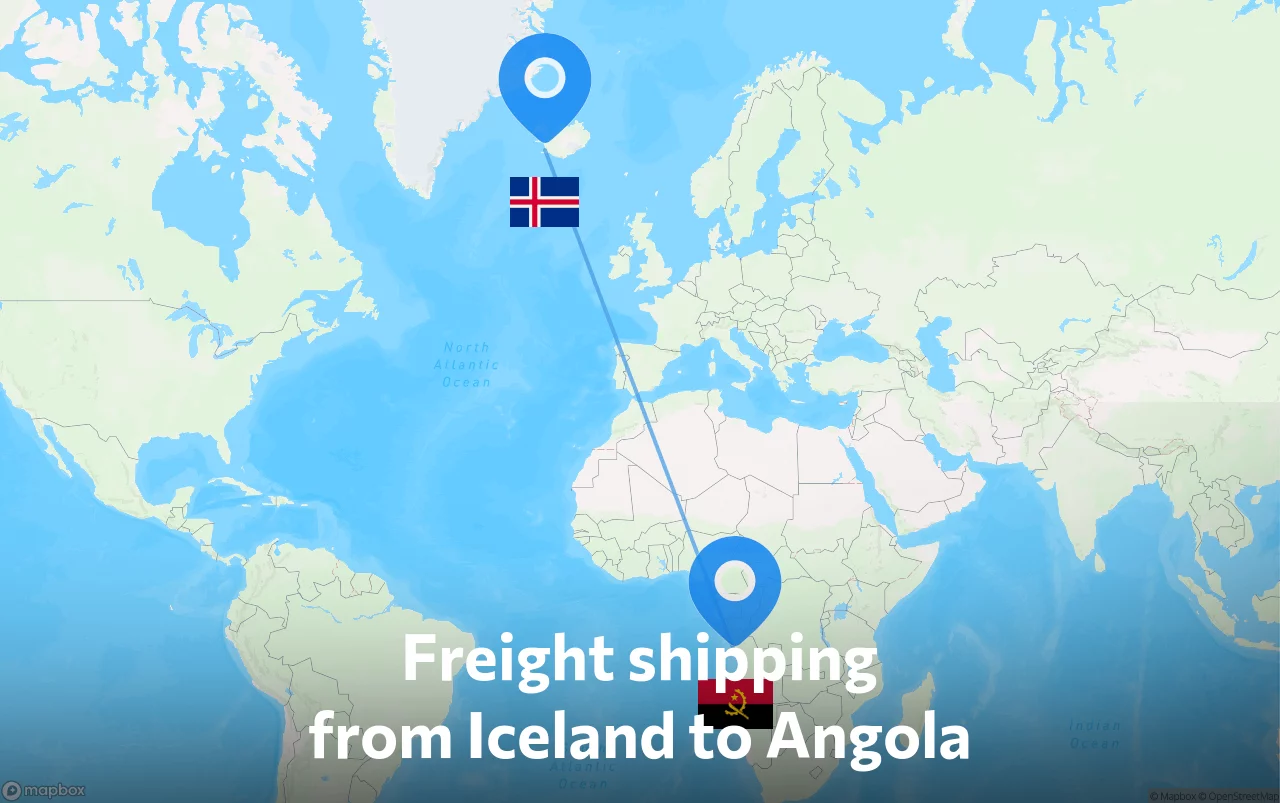 Shipping route from Iceland to Angola