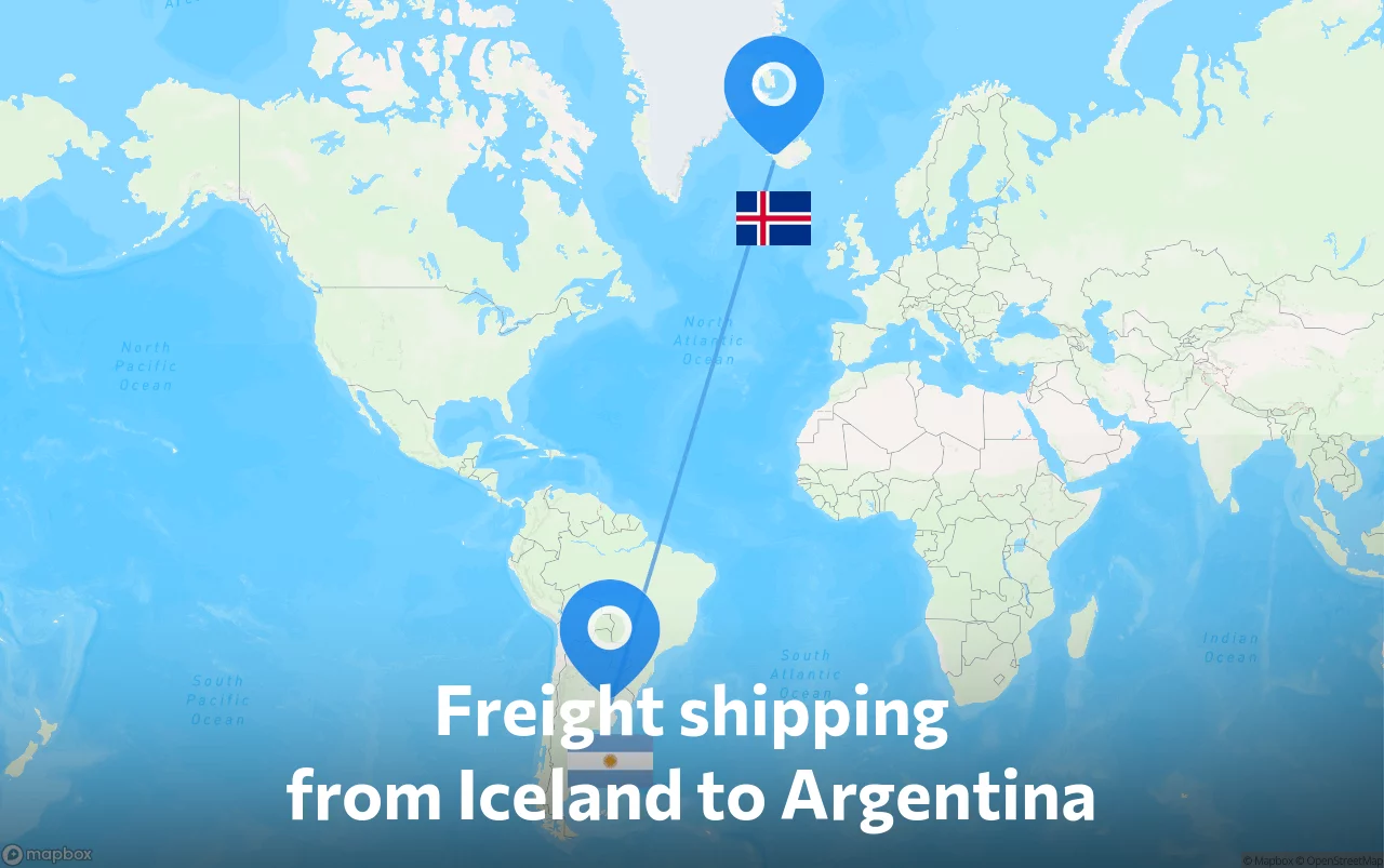 Shipping route from Iceland to Argentina
