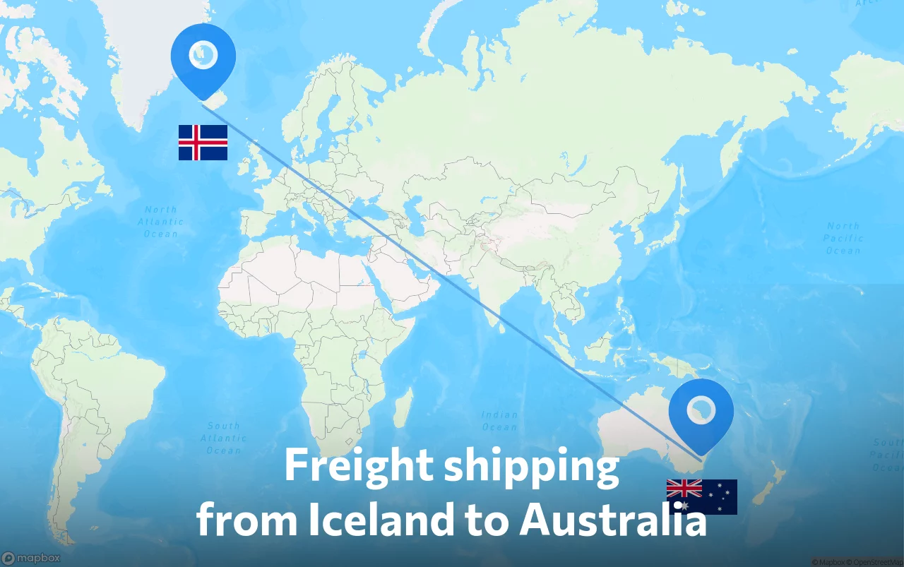 Shipping route from Iceland to Australia
