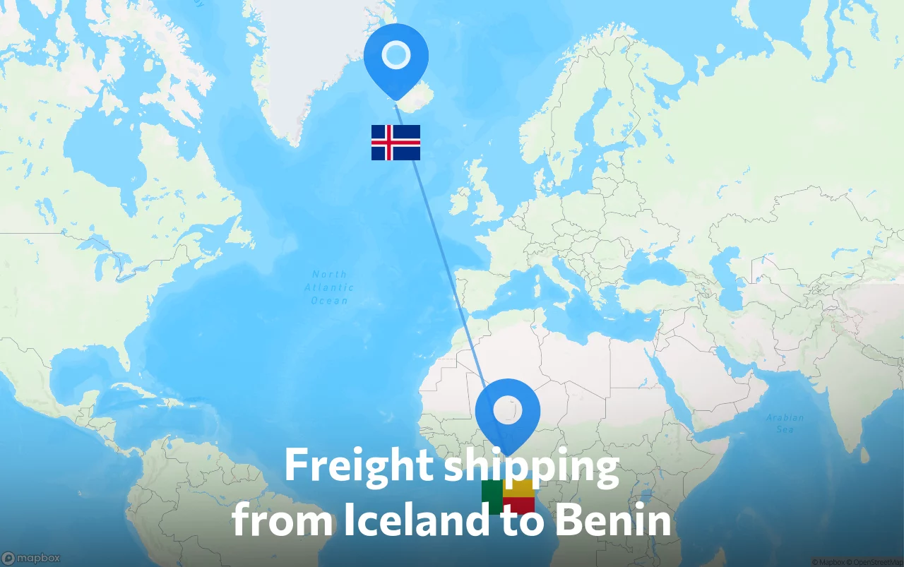 Shipping route from Iceland to Benin