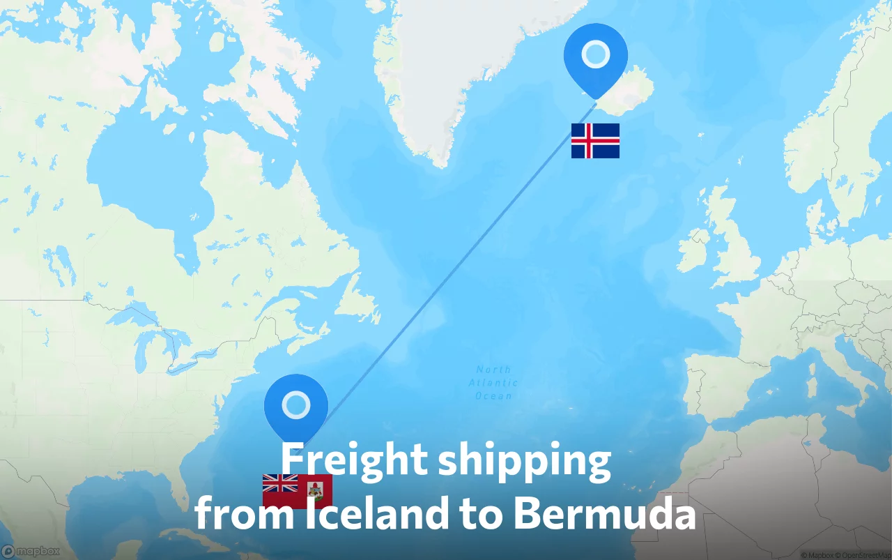 Shipping route from Iceland to Bermuda