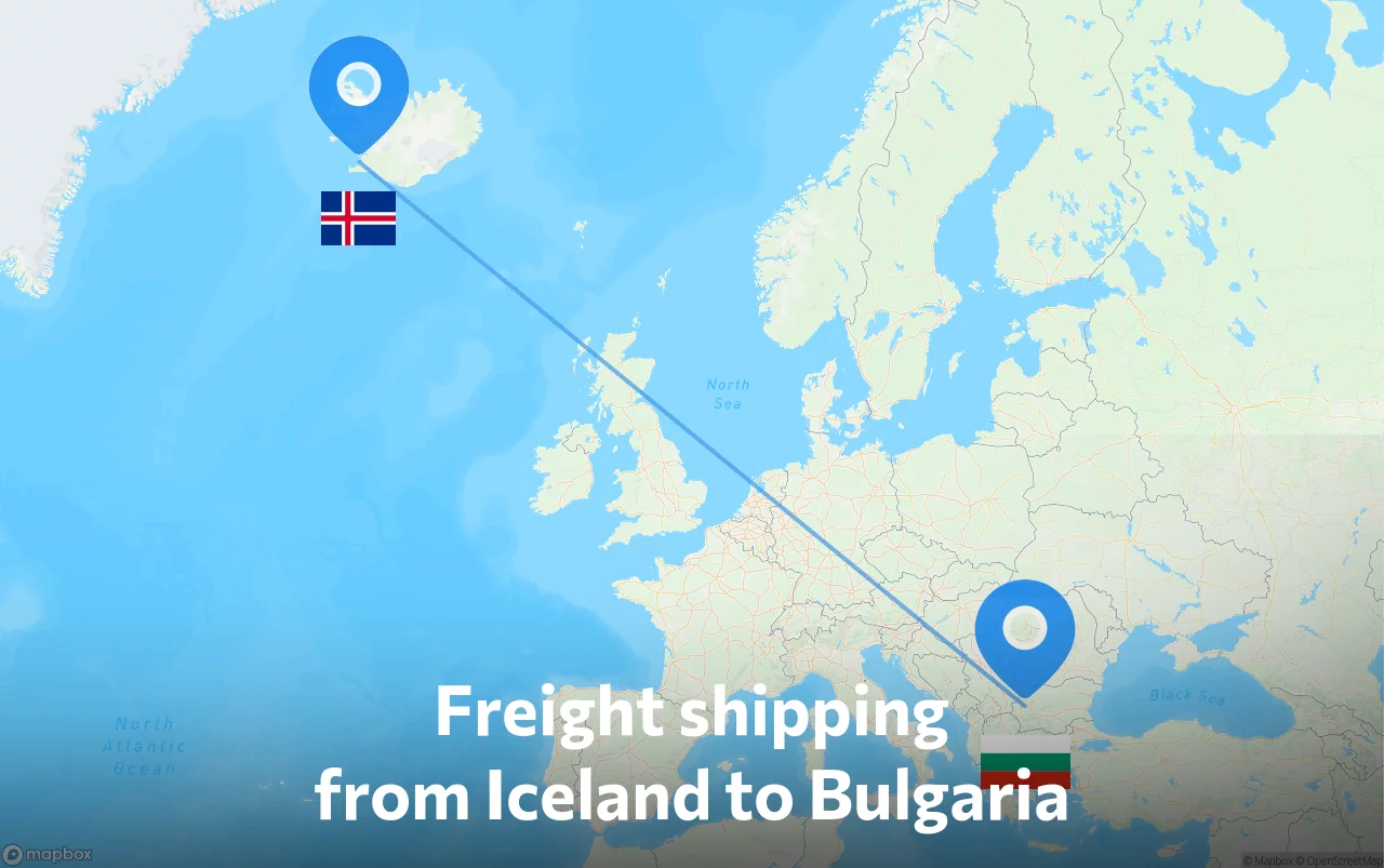 Shipping route from Iceland to Bulgaria