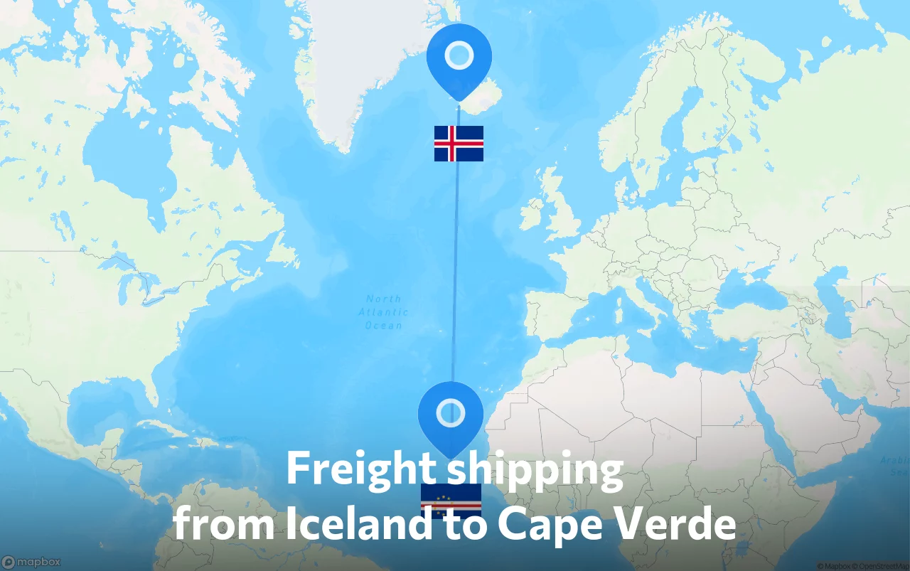 Shipping route from Iceland to Cape Verde