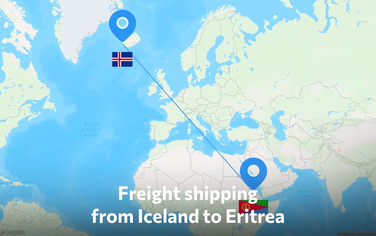 Shipping route from Iceland to Eritrea