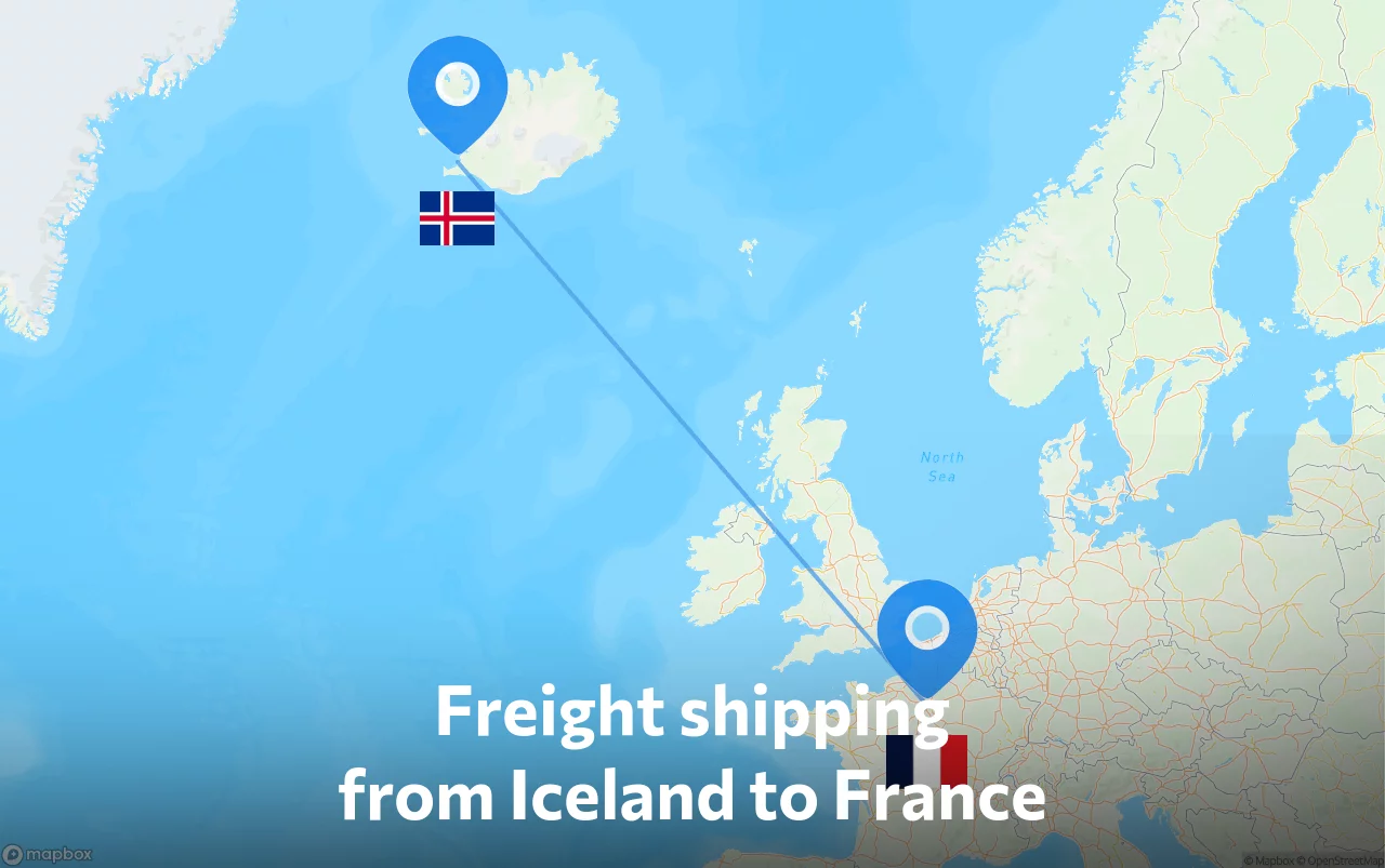 Shipping route from Iceland to France