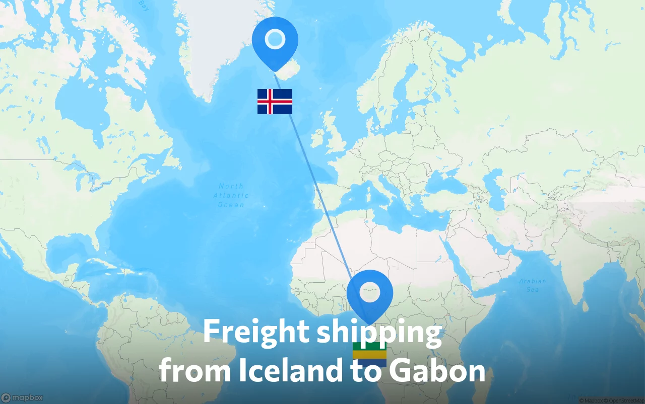 Shipping route from Iceland to Gabon