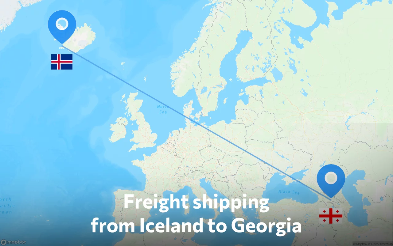 Shipping route from Iceland to Georgia