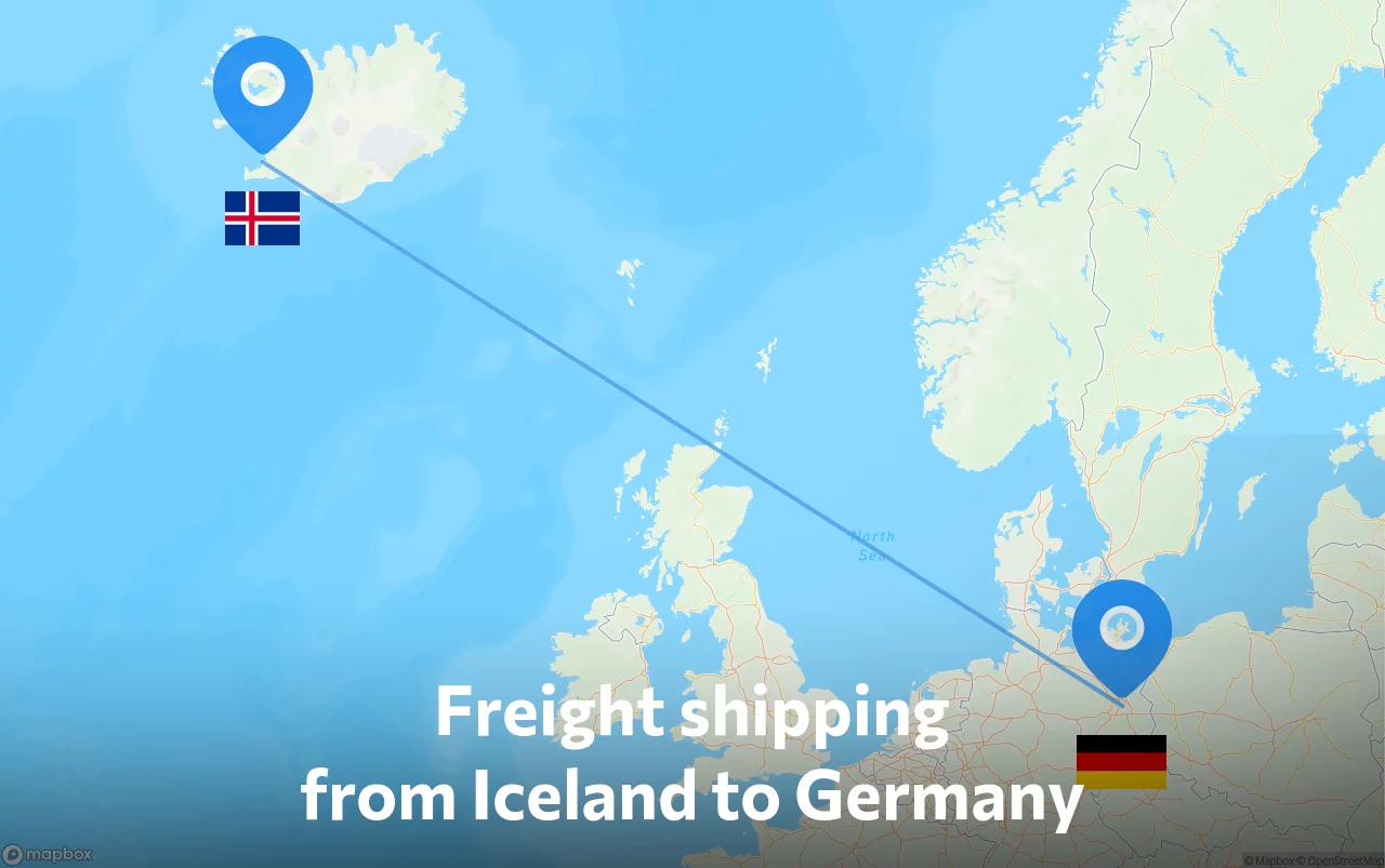 Shipping route from Iceland to Germany