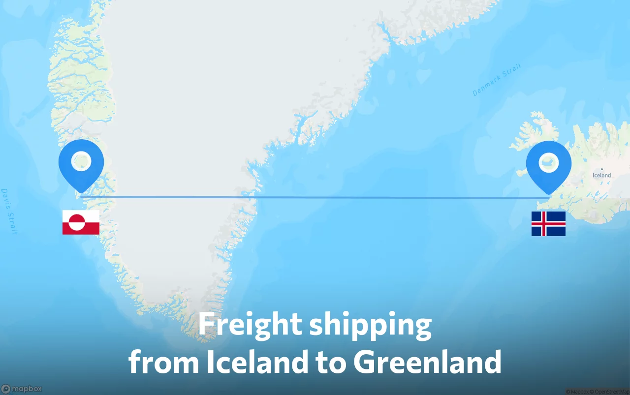 Shipping route from Iceland to Greenland