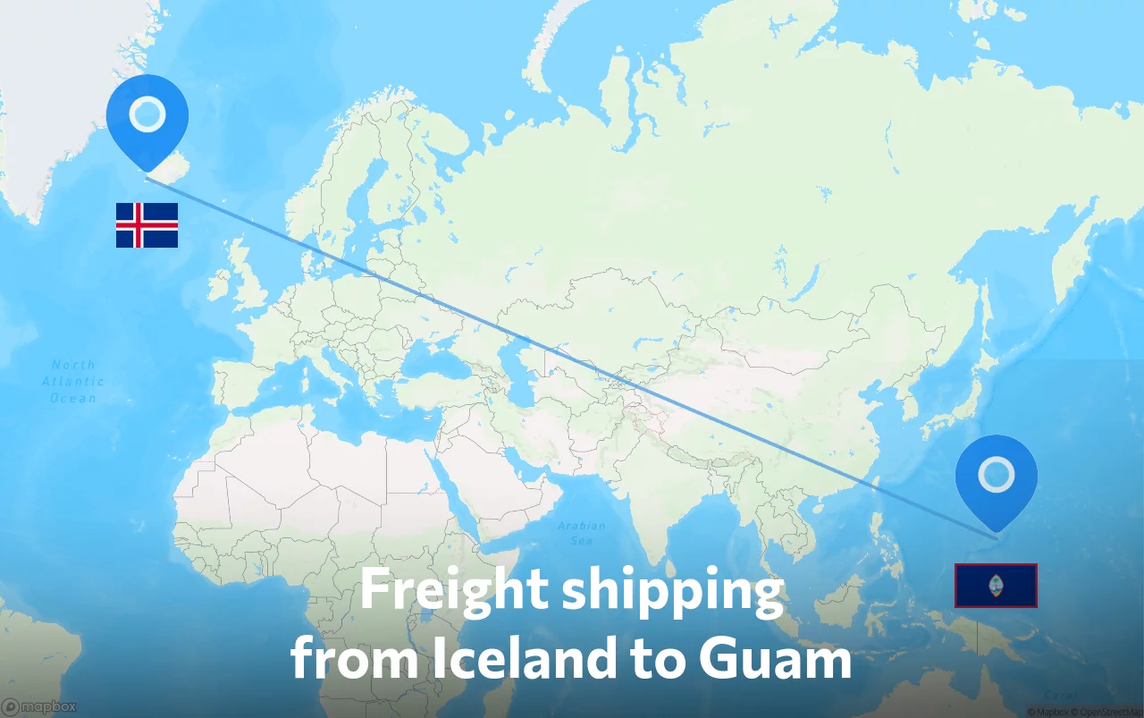 Shipping route from Iceland to Guam