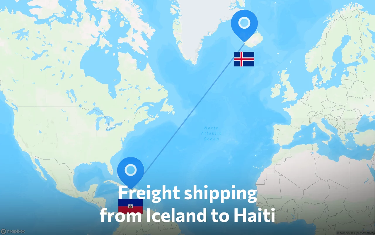 Shipping route from Iceland to Haiti