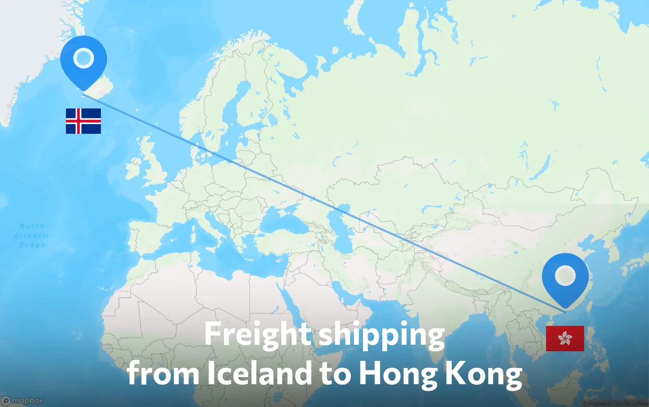 Shipping route from Iceland to Hong Kong