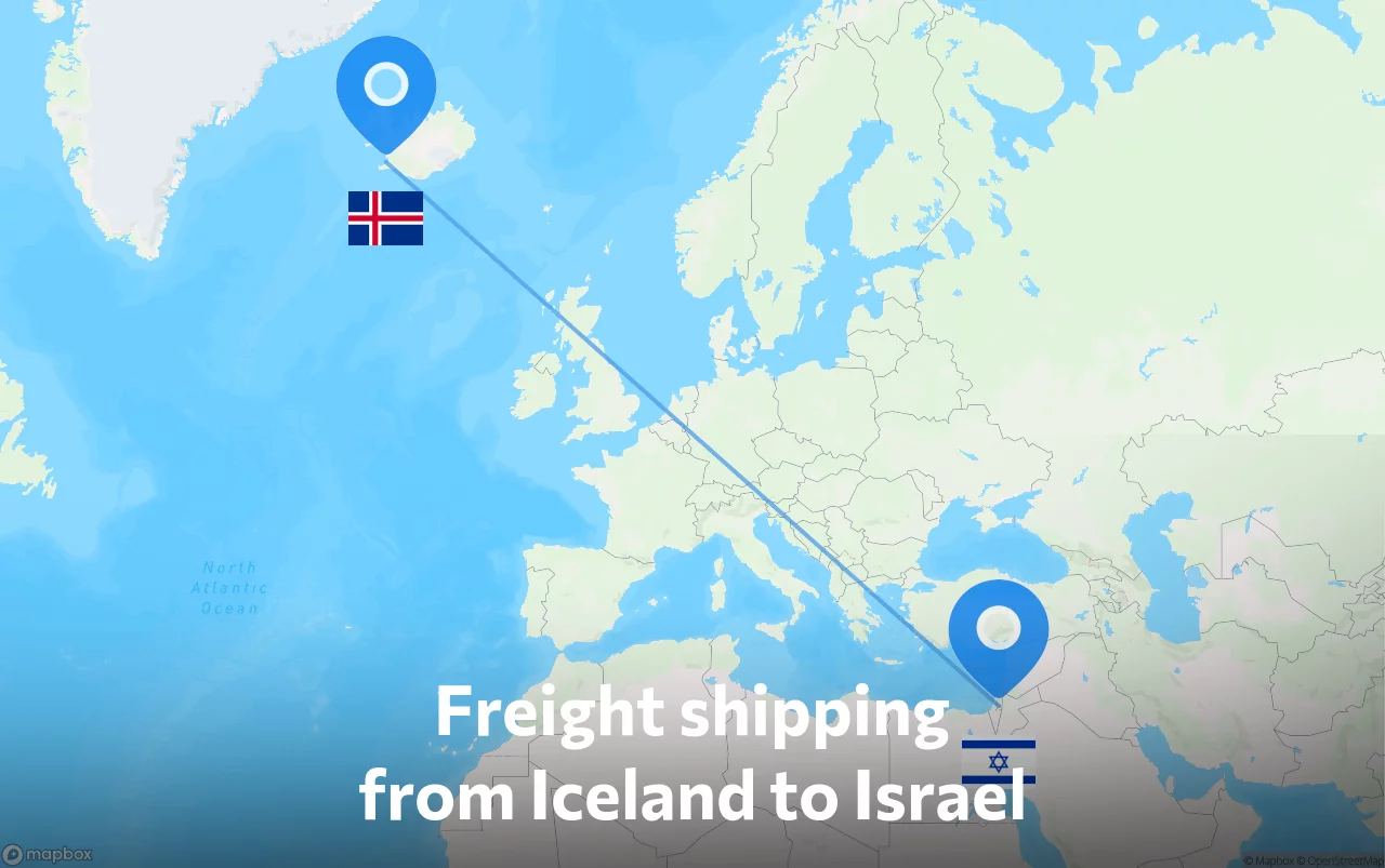 Shipping route from Iceland to Israel