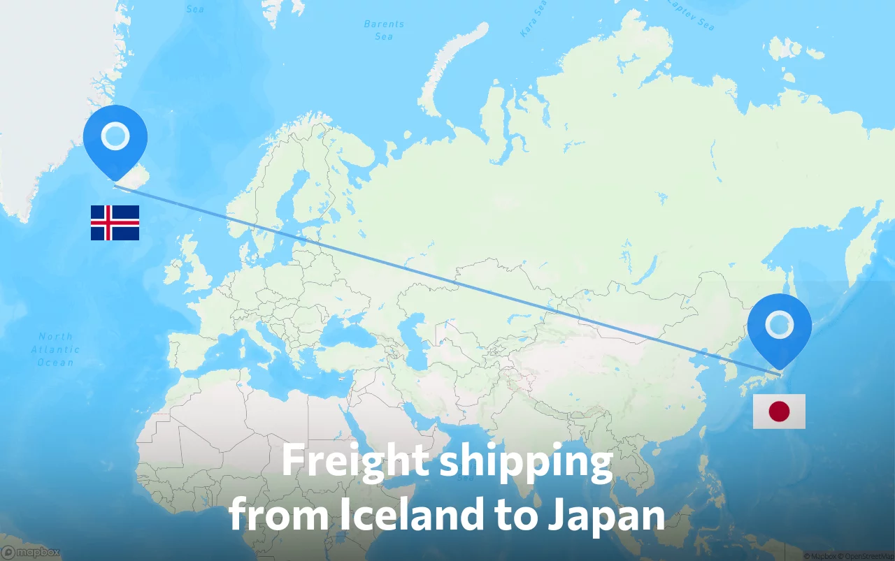 Shipping route from Iceland to Japan