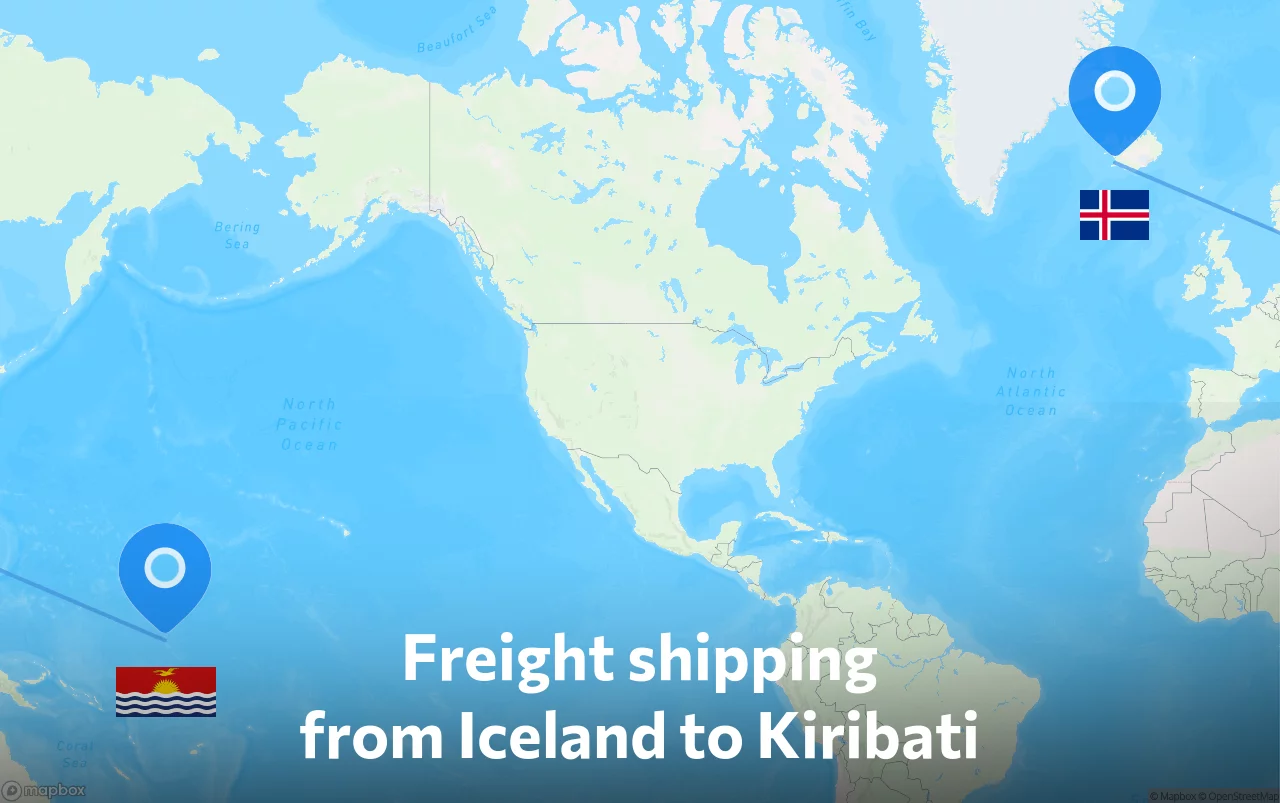 Shipping route from Iceland to Kiribati