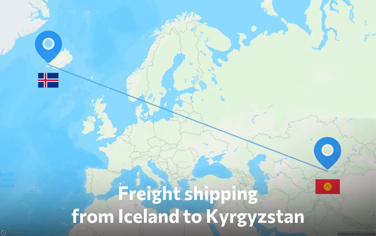 Shipping route from Iceland to Kyrgyzstan