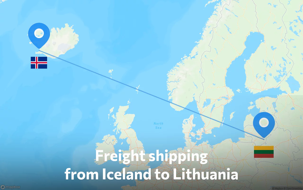 Shipping route from Iceland to Lithuania
