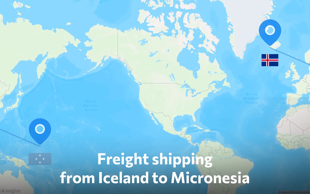 Shipping route from Iceland to Micronesia