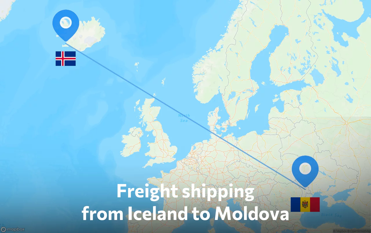 Shipping route from Iceland to Moldova
