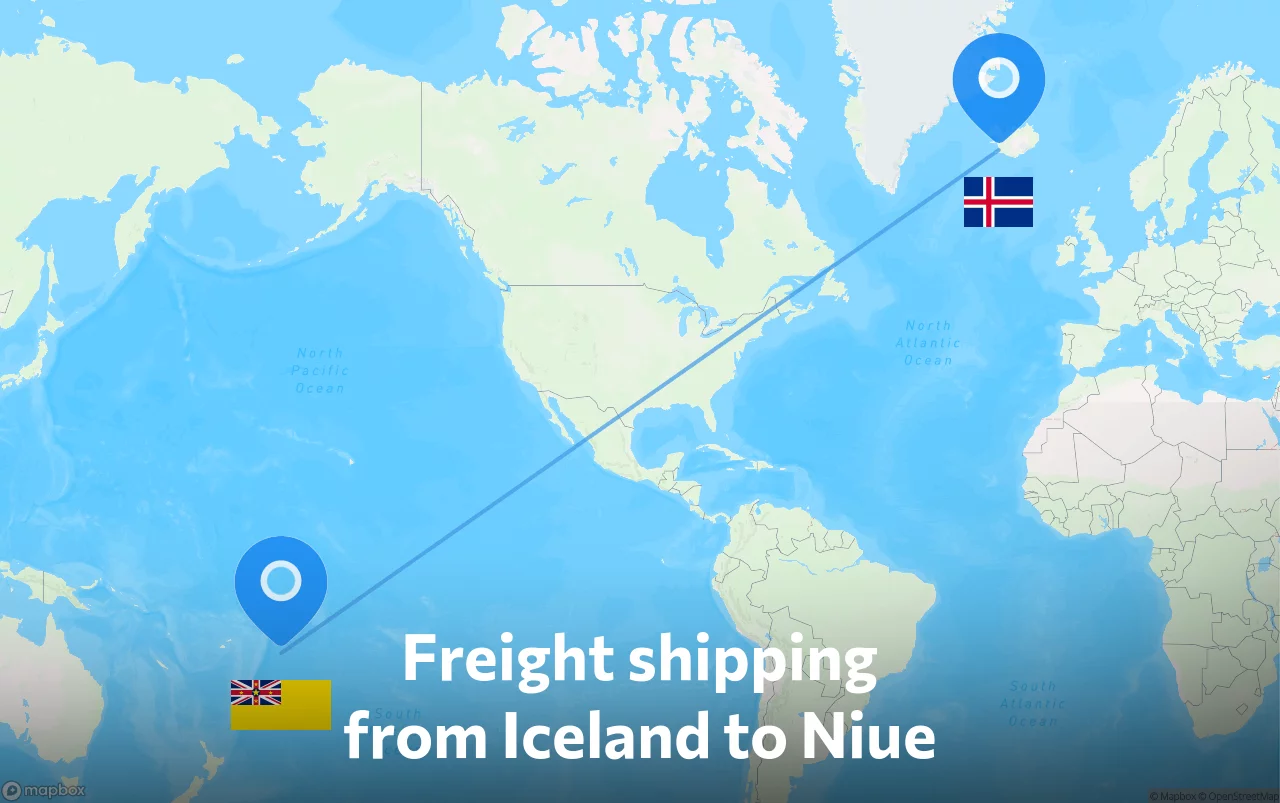 Shipping route from Iceland to Niue