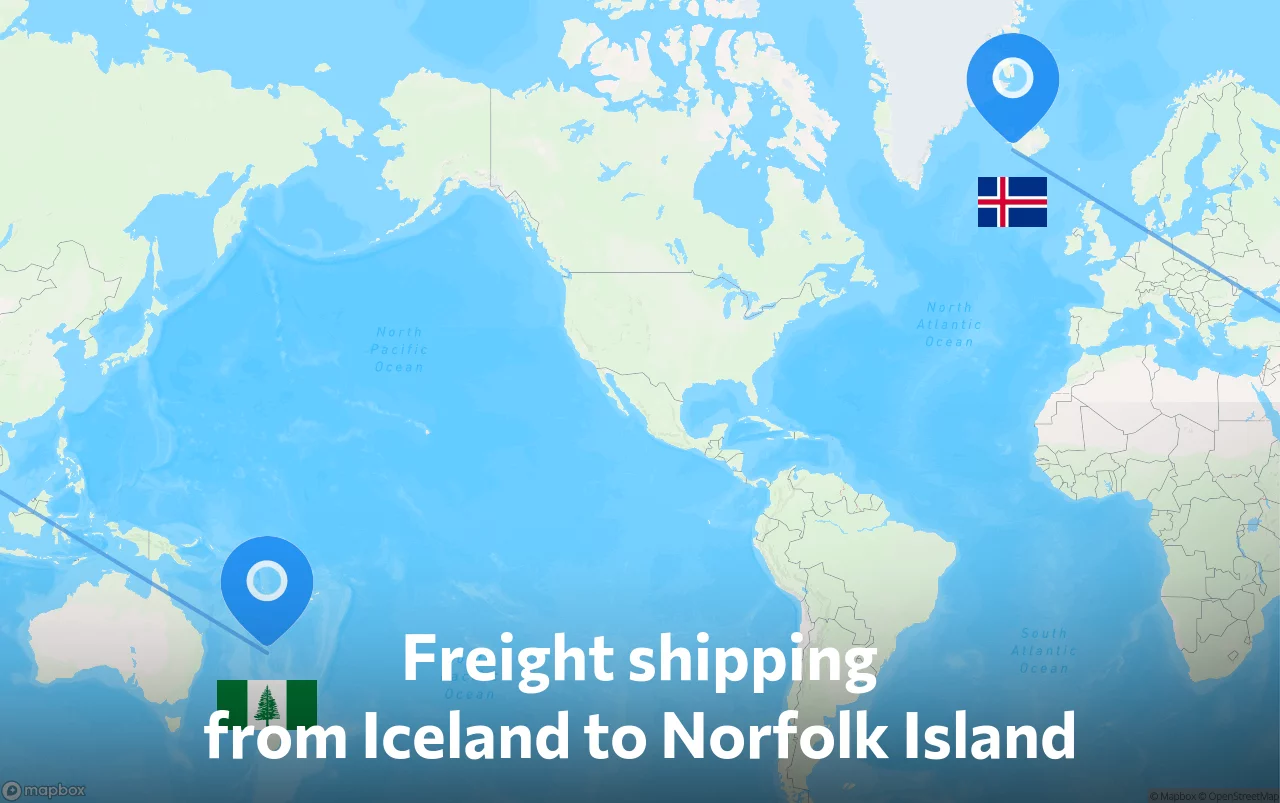 Shipping route from Iceland to Norfolk Island