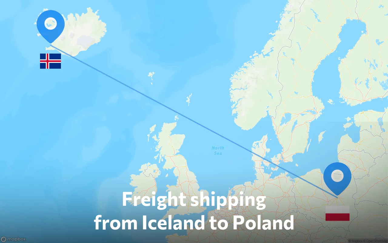 Shipping route from Iceland to Poland