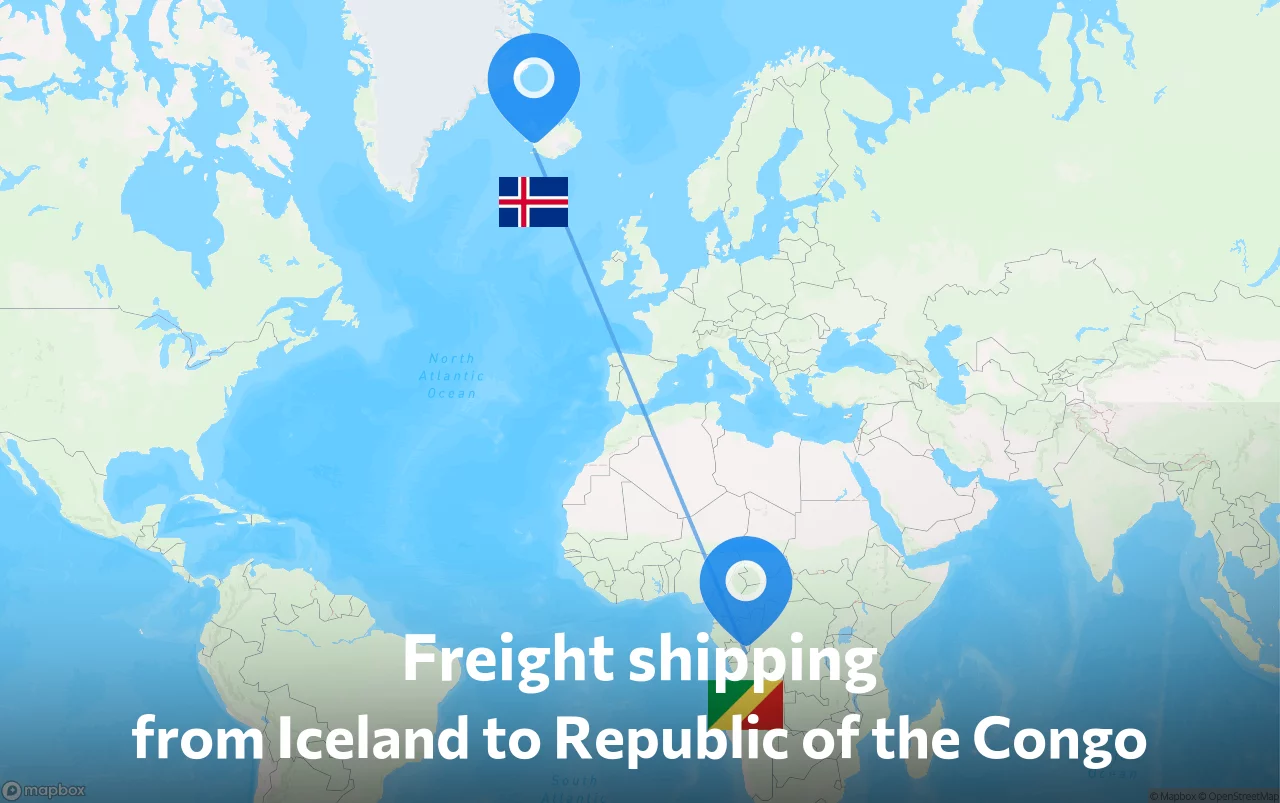 Shipping route from Iceland to Republic of the Congo