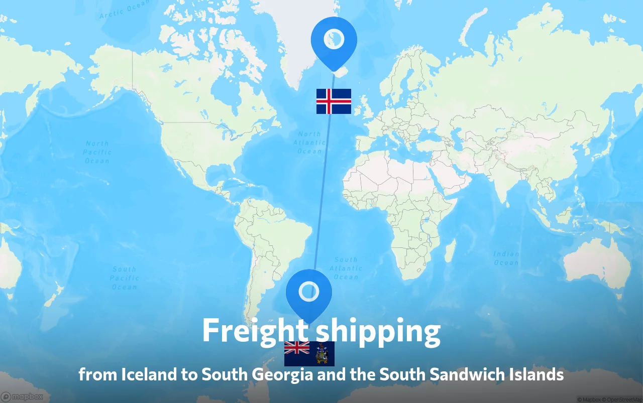 Shipping route from Iceland to South Georgia and the South Sandwich Islands