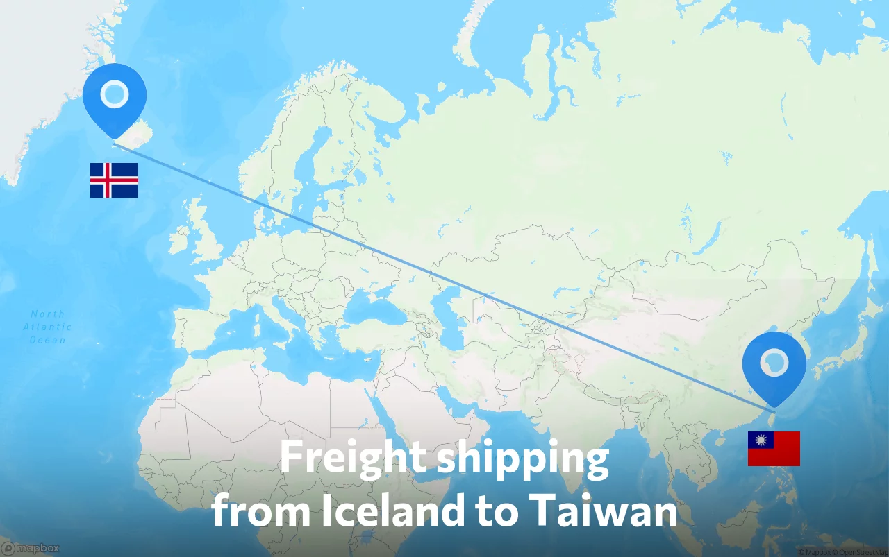 Shipping route from Iceland to Taiwan