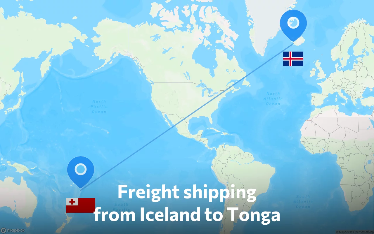 Shipping route from Iceland to Tonga