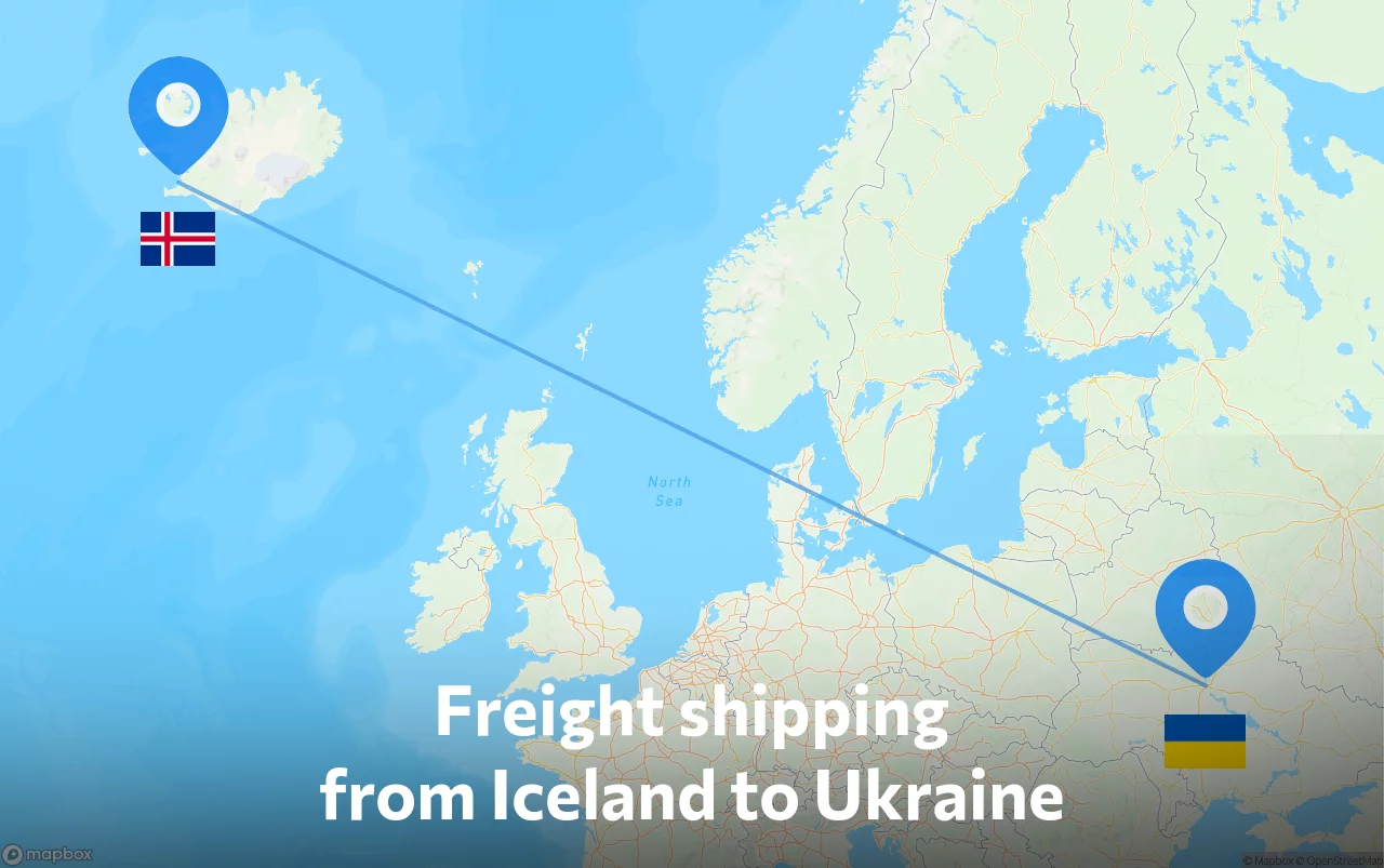 Shipping route from Iceland to Ukraine