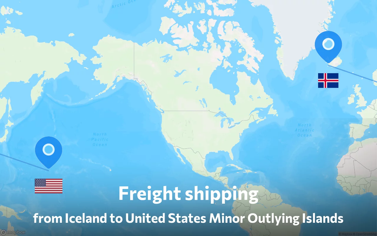 Shipping route from Iceland to United States Minor Outlying Islands