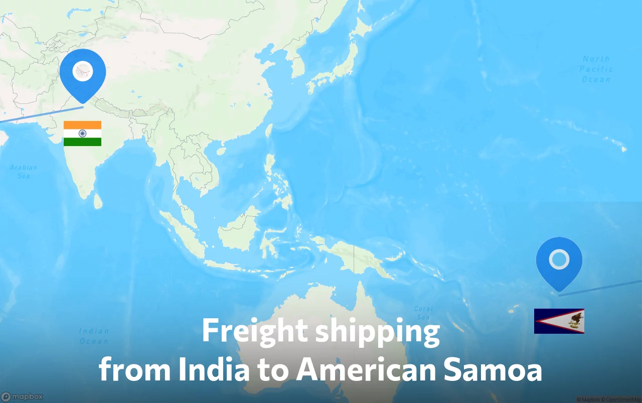 Shipping route from India to American Samoa