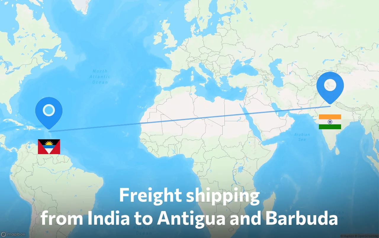 Shipping route from India to Antigua and Barbuda