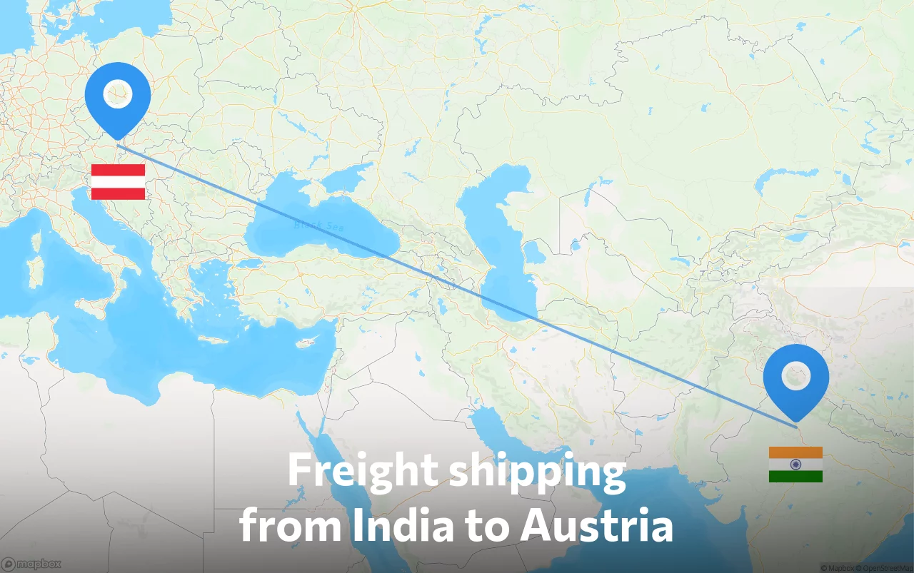 Shipping route from India to Austria