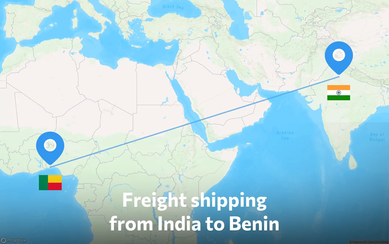 Shipping route from India to Benin